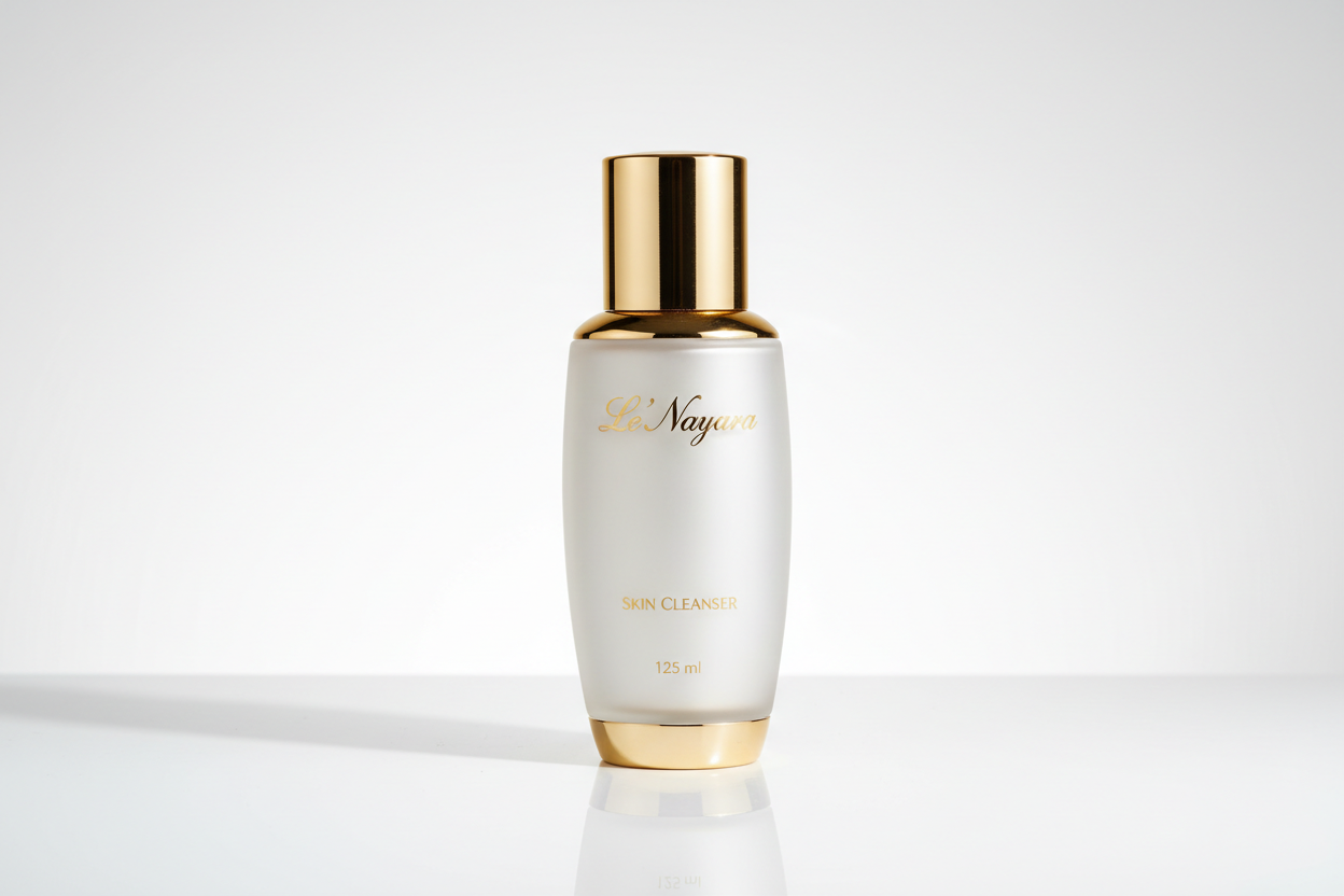 Company name "Le' Nayara" is good as it is shown. But remaining part please remove Gentle cleansing Elixir with "Skin Cleanser" stating "125 ml".