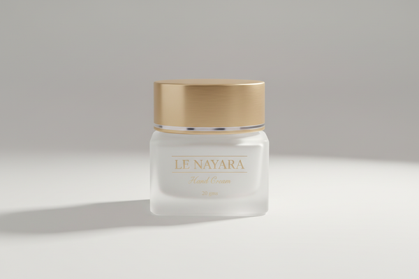 It should have my company name as "Le Nayara", and it weighs "20 gms" and name of the product is "Hand cream". Also existing one looks cheap, make it look luxury expensive and also make it look realistic, it looks like fake